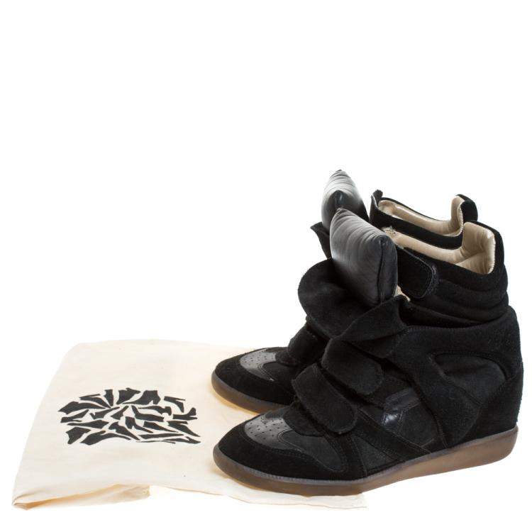 Pre Owned Isabel Marant Black Suede And Leather Bekett Sneakers Size 38