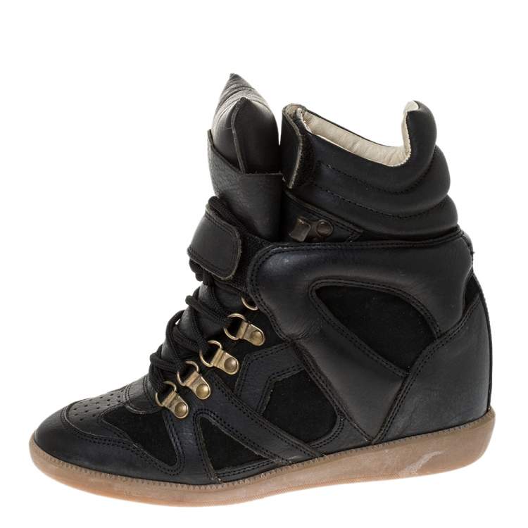 Isabel Marant Black Leather And Suede Trim Tibetan Sneakers 37 | TLC