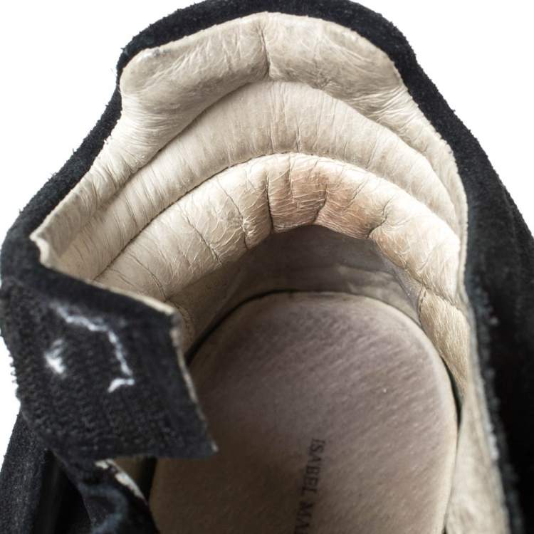 Pre Owned Isabel Marant Black Suede And Leather Bekett Wedge High Top Sneakers Size 38