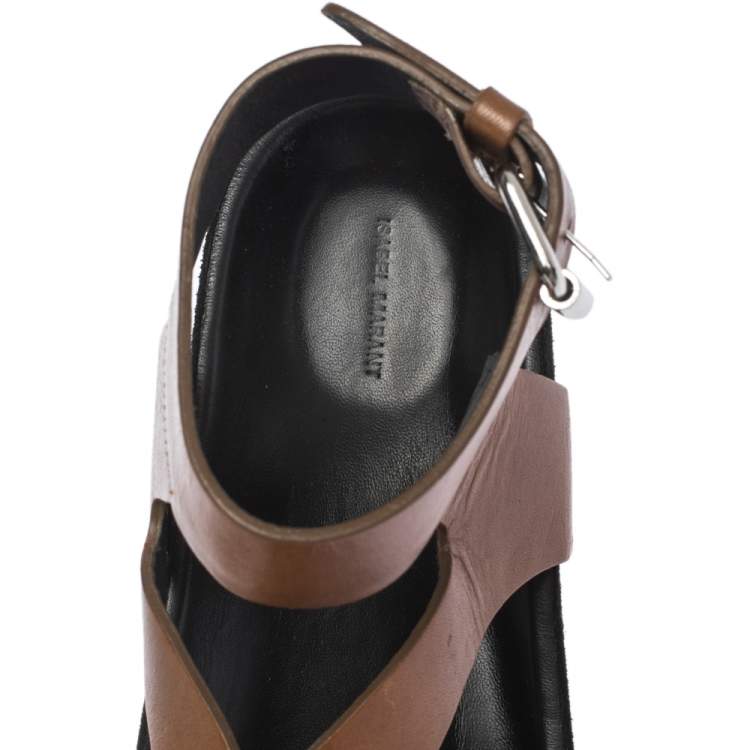Pre Owned Isabel Marant Brown Leather Elwina Ankle Strap Sandals Size 41