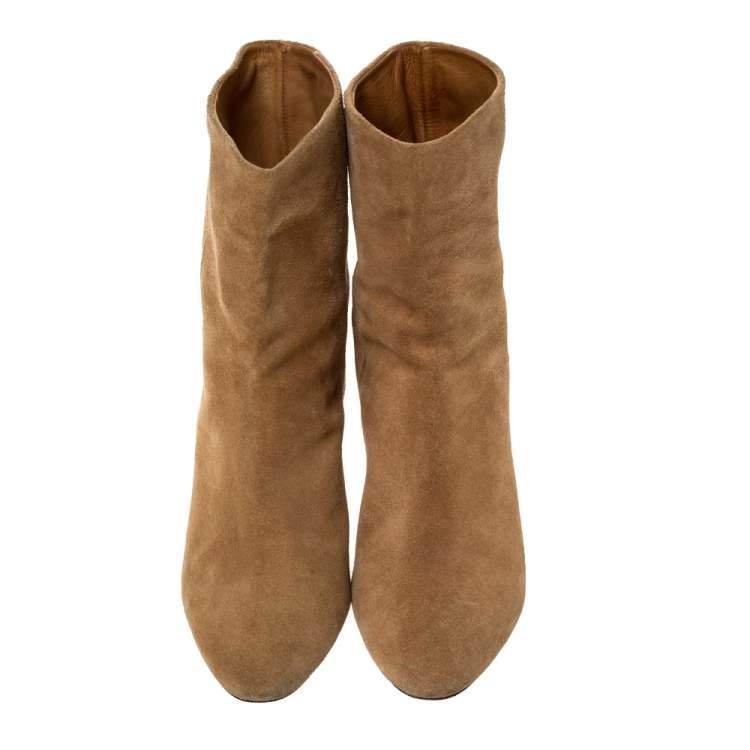 Pre Owned  Isabel Marant Light Brown Suede Dyna Ankle Boots Size 37