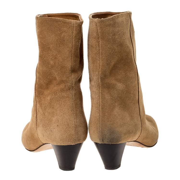 Pre Owned  Isabel Marant Light Brown Suede Dyna Ankle Boots Size 37