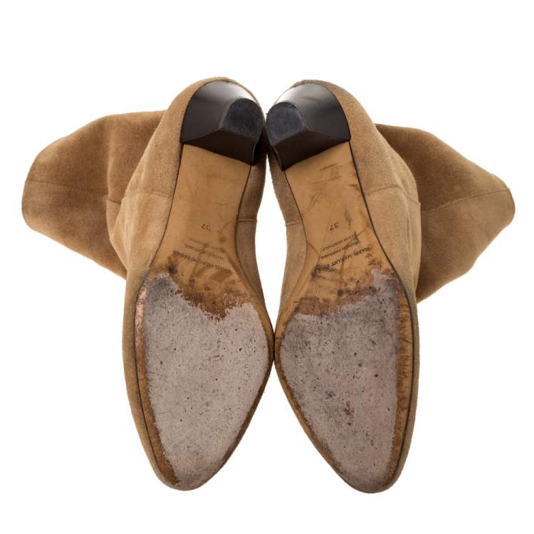 Pre Owned  Isabel Marant Light Brown Suede Dyna Ankle Boots Size 37
