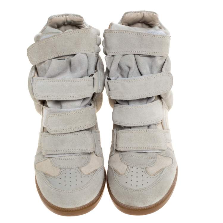 Pre Owned Isabel Marant Grey Suede Bekett Wedge Sneakers Size 37