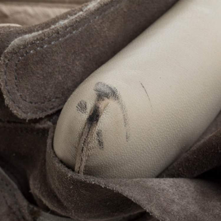 Pre Owned Isabel Marant Grey Suede And Leather Bekett Wedge High Top Sneakers Size 38