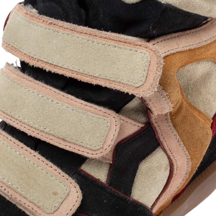 Pre Owned Isabel Marant Multicolor Suede Leather Bekett Wedge High Top Sneakers Size 39