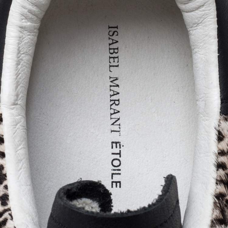 Pre Owned Isabel Marant Beige Leopard Print Calfhair and Leather Low Top Sneakers Size 41