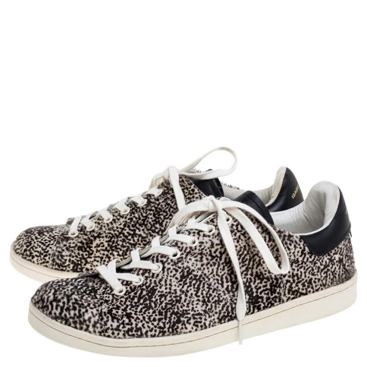 Pre Owned Isabel Marant Beige Leopard Print Calfhair and Leather Low Top Sneakers Size 41
