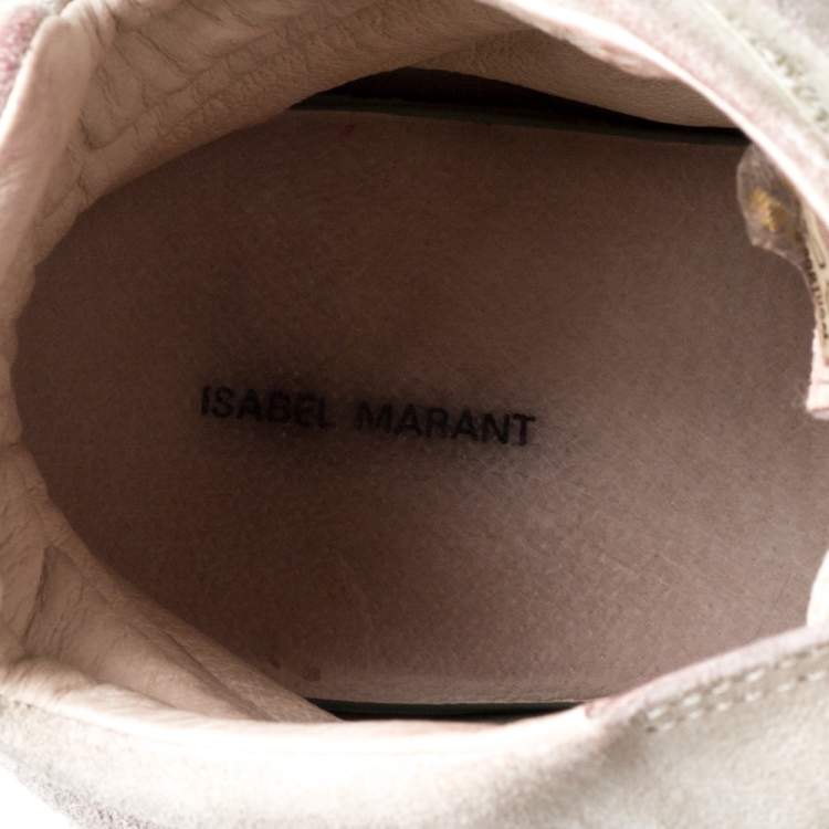 Pre Owned Isabel Marant Grey Suede Leather Bekett Wedge High Top Sneaker Size 40