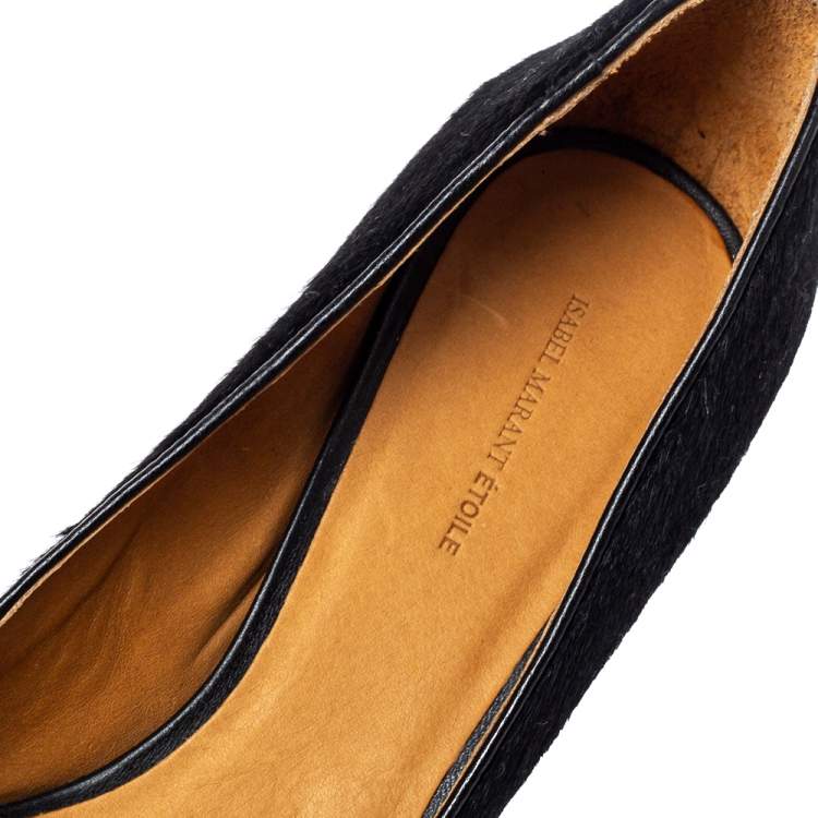 Pre Owned Isabel Marant Black Calf Hair Pealman Bow Pointed Pumps Size 37