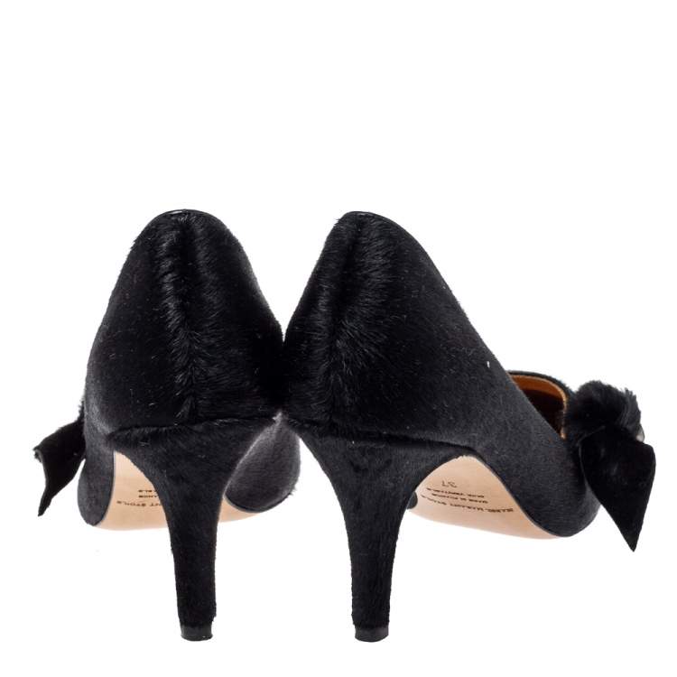 Pre Owned Isabel Marant Black Calf Hair Pealman Bow Pointed Pumps Size 37