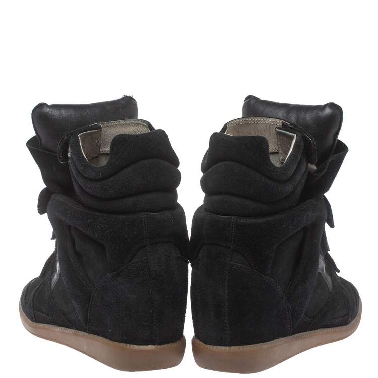 Pre Owned Isabel Marant Dark Green Suede And Leather Bekett Wedge Sneakers Size 