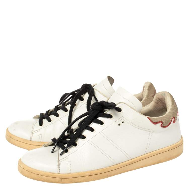 Pre Owned Isabel Marant White Leather Low Top Sneakers Size 38