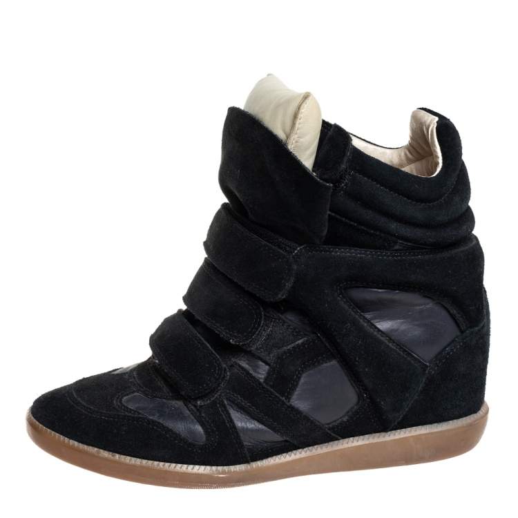 Rauw Reizende handelaar Tactiel gevoel Isabel Marant Black Suede And Leather High Top Wedge Sneakers Size 39 Isabel  Marant | TLC