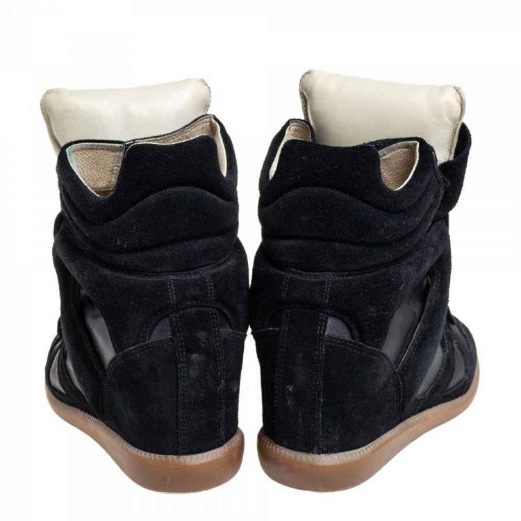 Pre Owned Isabel Marant Black Suede And Leather Bekett High Top Sneakers Size 41