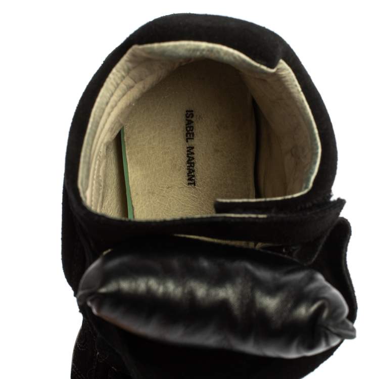 Pre Owned Isabel Marant  Black Suede Velcro High Top Sneakers Size 37