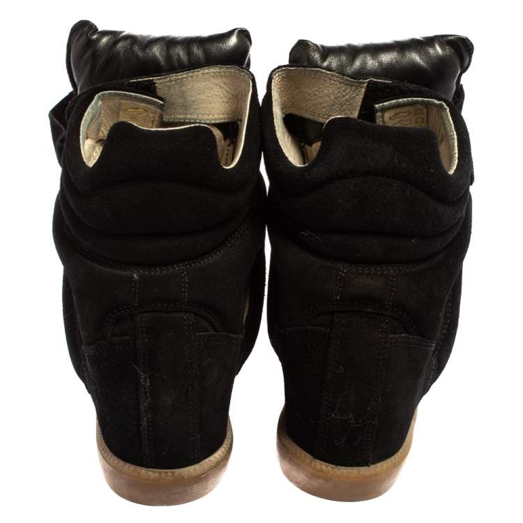 Pre Owned Isabel Marant  Black Suede Velcro High Top Sneakers Size 37