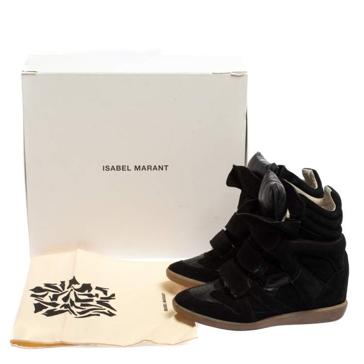Pre Owned Isabel Marant  Black Suede Velcro High Top Sneakers Size 37
