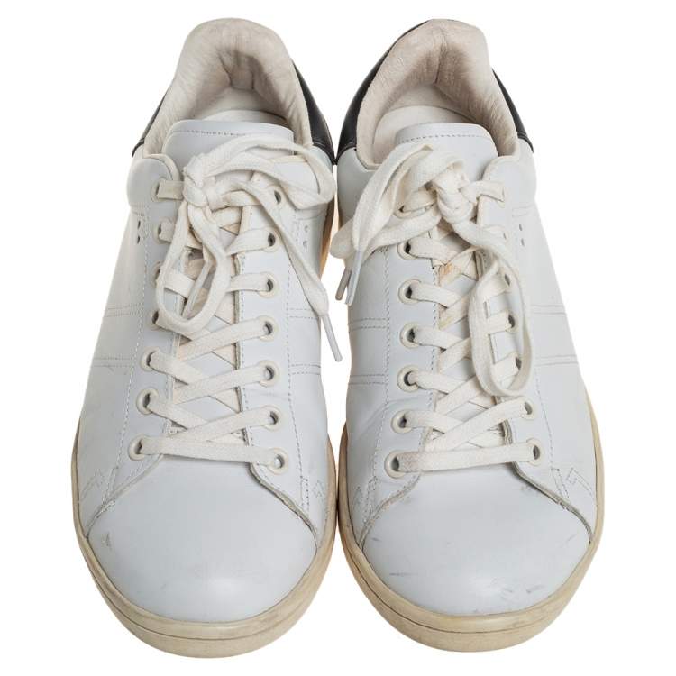 Pre Owned Isabel Marant White/Black Leather Sneakers Size 39