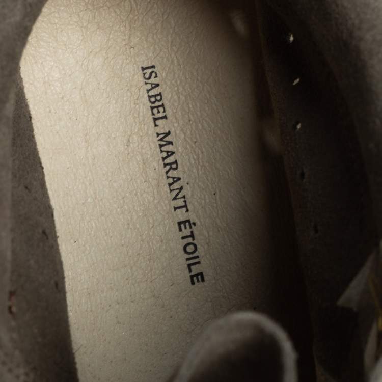 Pre Owned Isabel Marant Olive Green Suede Bobby Wedge Sneakers Size 37