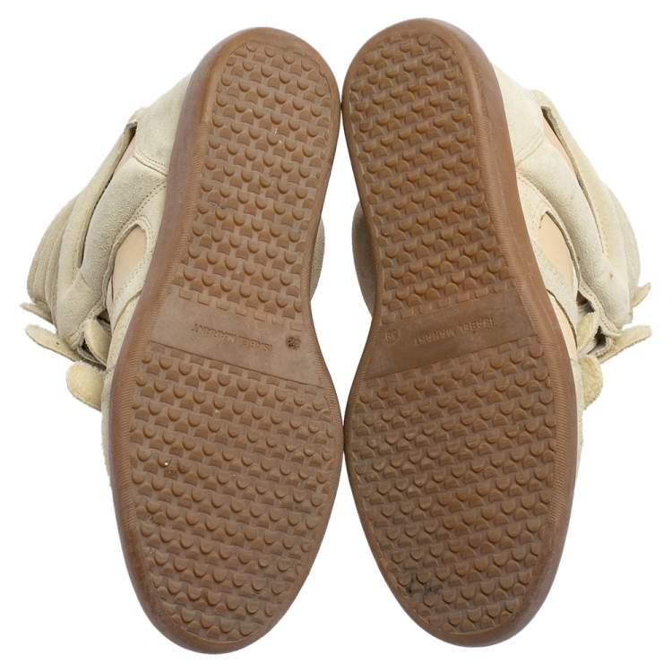 Pre Owned Isabel Marant Beige Suede and Leather Bekett Wedge Sneakers Size 39
