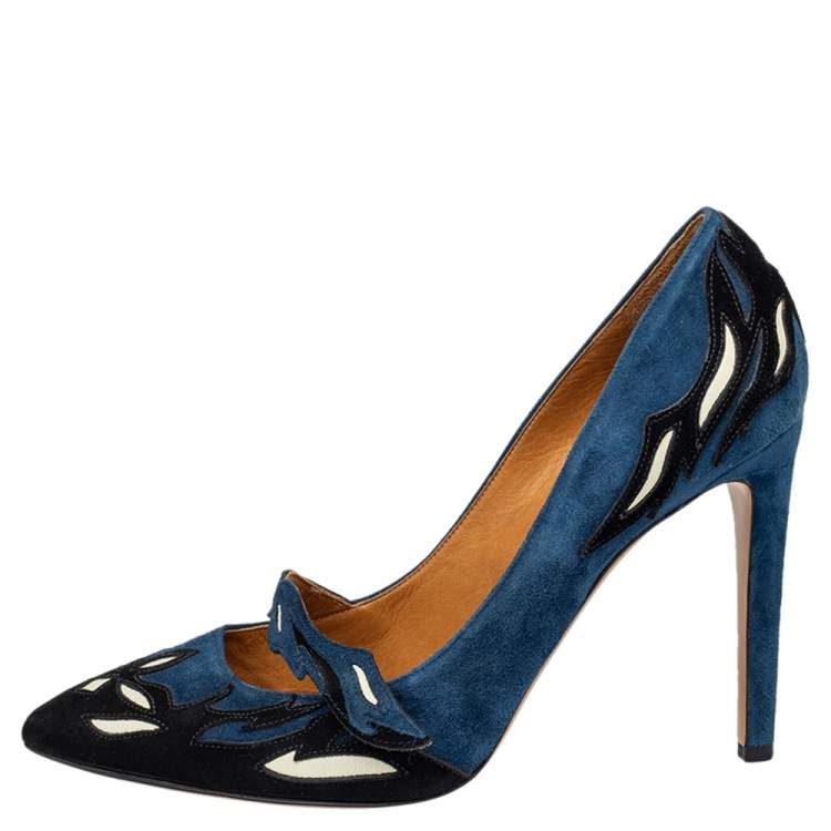 Isabel Marant Blue/Black Suede Kylie Pointed Toe Pumps Size 40