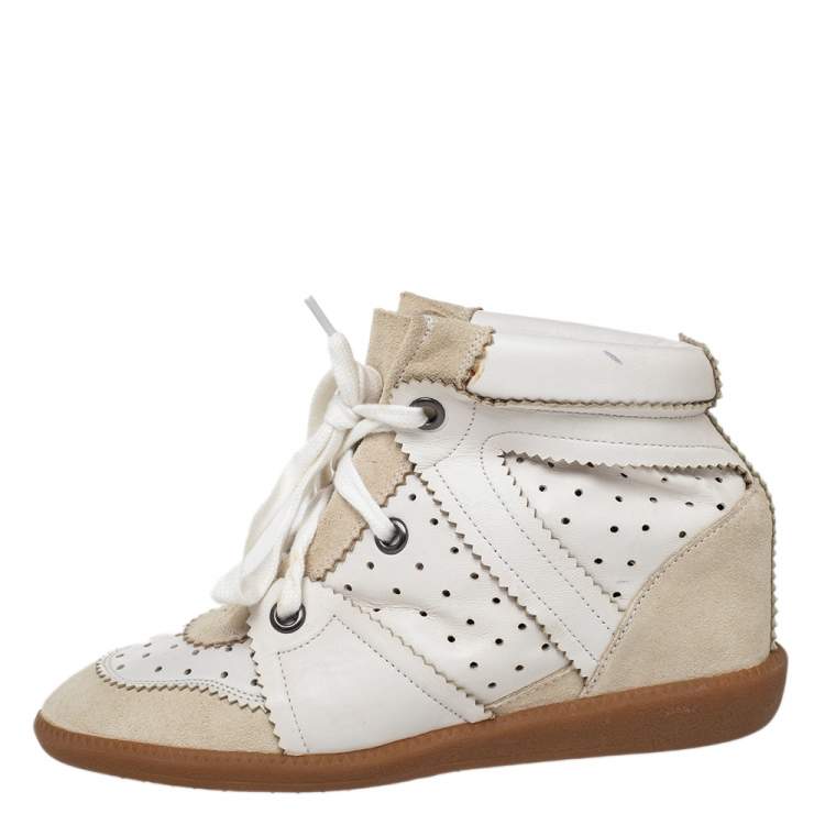 Excentriek mug vloeiend Isabel Marant White/Grey Leather And Suede Bobby Wedge Sneakers Size 39 Isabel  Marant | TLC