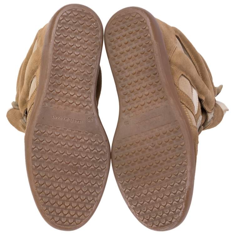 Pre Owned Isabel Marant Beige/Cream Suede And Leather Bekett High Top Wedge Sneakers Size 39