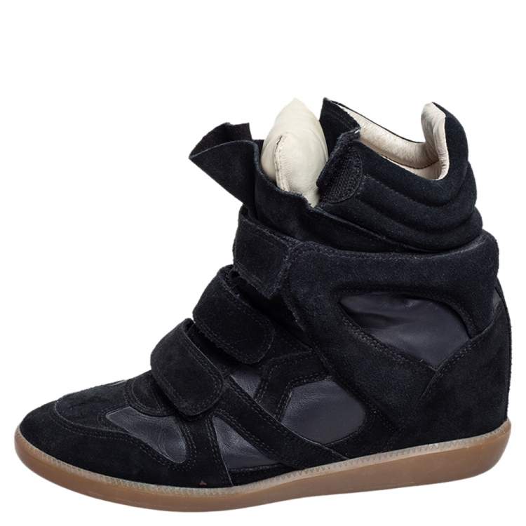 Isabel Black Suede Leather Bekett Wedge Sneakers Size 39 Isabel Marant