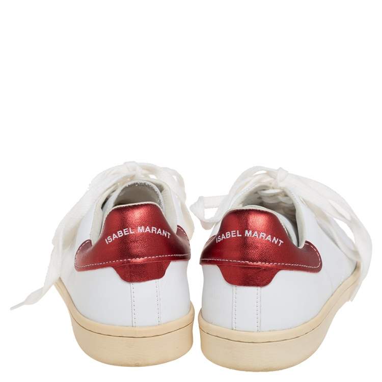 Pre Owned Isabel Marant White Leather Trainers Low Top Sneakers Size 37
