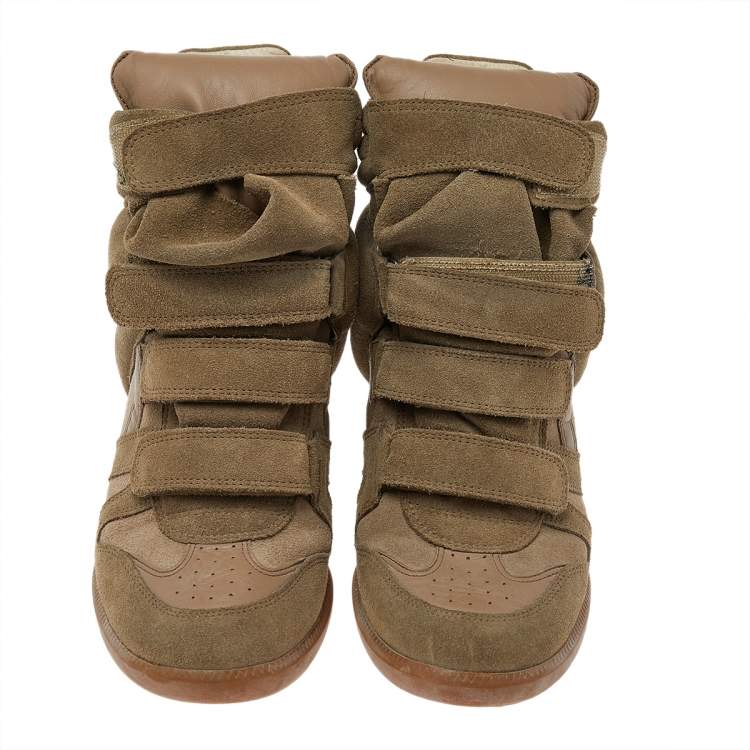 Pre Owned Isabel Marant Beige Suede and Leather Bekett High Top Sneakers Size 41