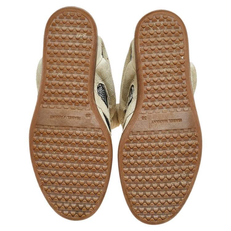 Pre Owned Isabel Marant Beige Suede and Leather Bekett Wedge Sneakers Size 38