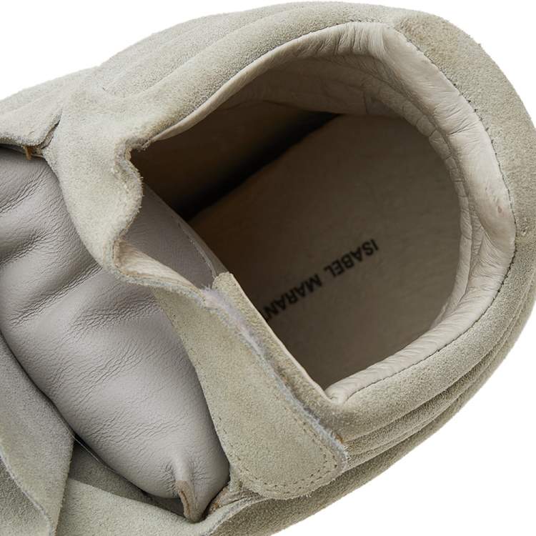 Pre Owned Isabel Marant Beige Suede Beckett Wedge Sneakers Size 38