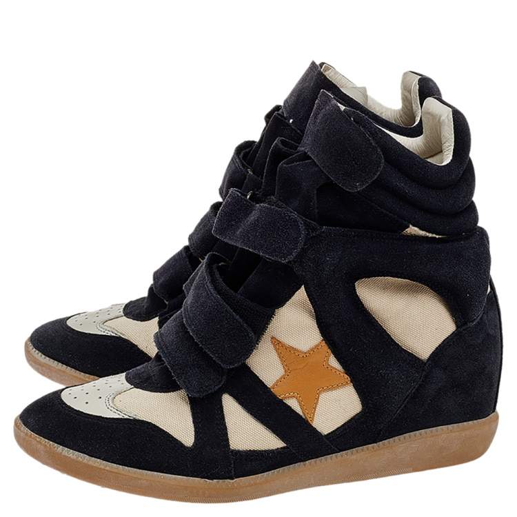 Pre Owned Isabel Marant Multicolor Suede And Leather Bekett Wedge Sneakers Size 40