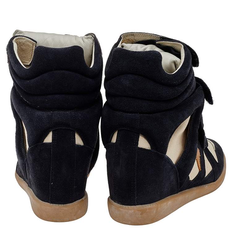 Pre Owned Isabel Marant Multicolor Suede And Leather Bekett Wedge Sneakers Size 40