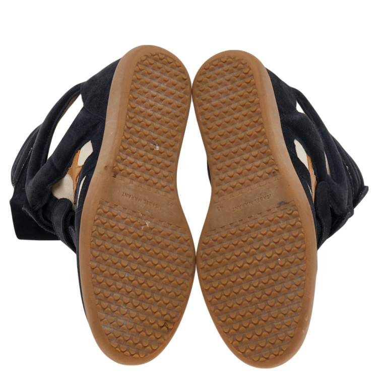 مملوكة مسبقًا Isabel Marant Black/Beige Suede And Leather Bekett Wedge Sneakers Size 41