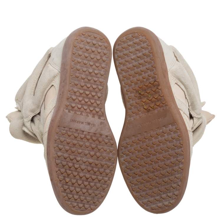 مملوكة مسبقًا Isabel Marant Grey Suede and Leather Bekett Wedge Sneakers Size 36