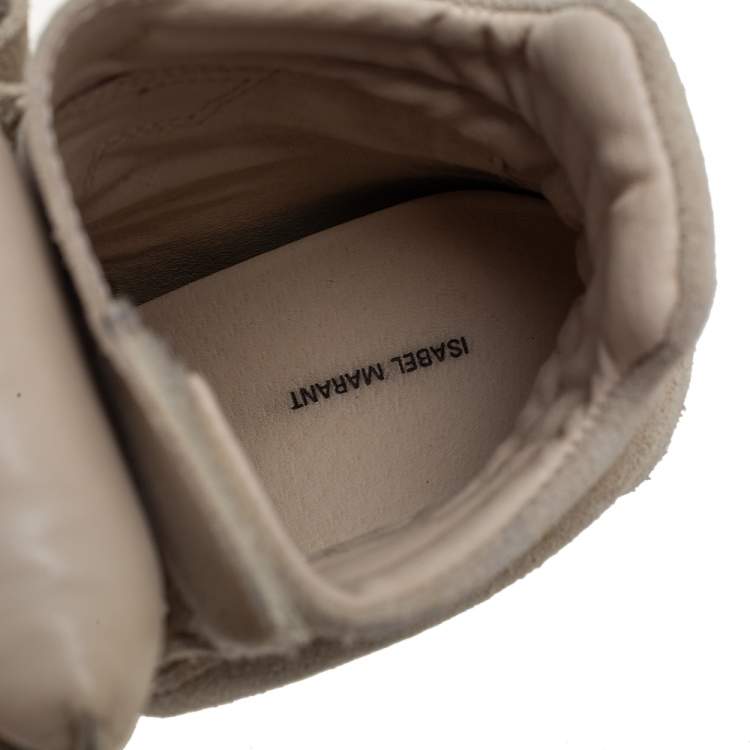 مملوكة مسبقًا Isabel Marant Grey Suede and Leather Bekett Wedge Sneakers Size 36