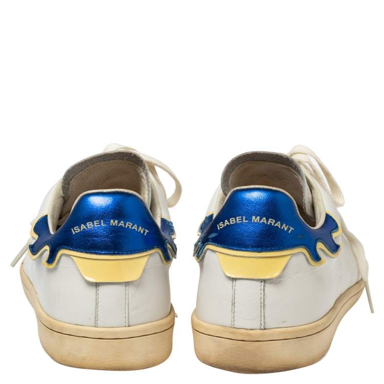 Pre Owned Isabel Marant White Leather Etoile Bart Low-Top Sneakers Size 39