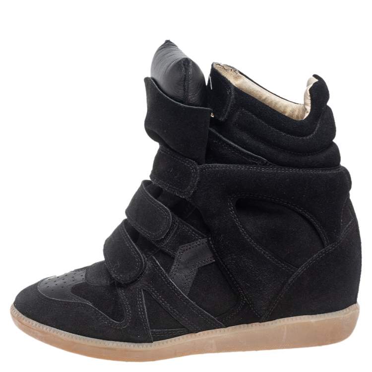 velstand Zoom ind Drik Isabel Marant Black Suede and Leather Bekett Wedge Sneakers Size 38 Isabel  Marant | TLC