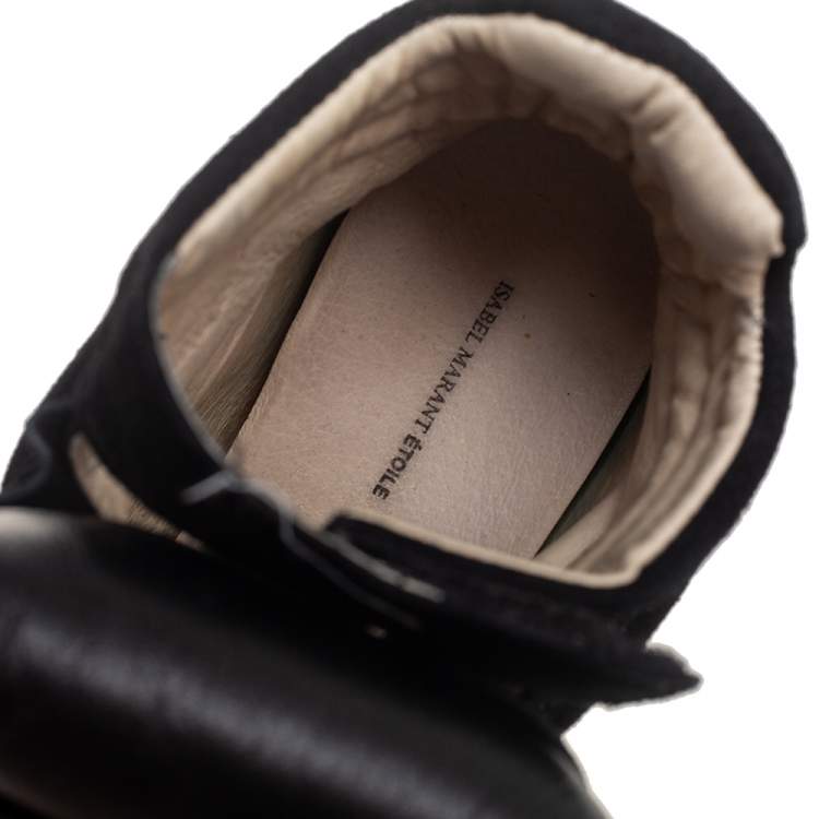 مملوكة مسبقًا Isabel Marant Black Suede and Leather Bekett Wedge Sneakers Size 38