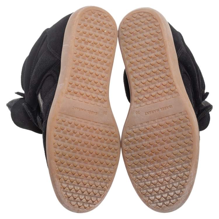 مملوكة مسبقًا Isabel Marant Black Suede and Leather Bekett Wedge Sneakers Size 38
