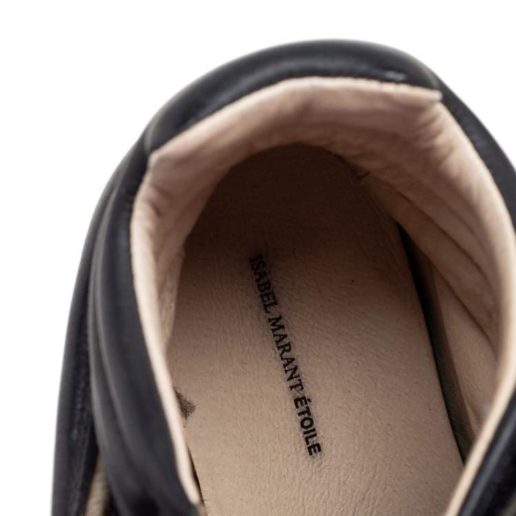 Pre Owned Isabel Marant Black Suede And Leather Tibetan High-Top Sneakers Size 37