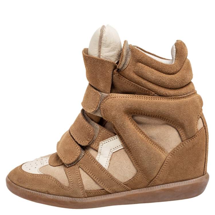 Isabel Marant Brown Suede And Leather Bekett Wedge Sneakers Size 37 Marant | TLC