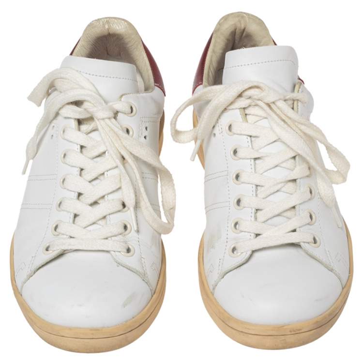 Pre Owned Isabel Marant White Leather Etoile Bart Low-Top Sneakers Size 36