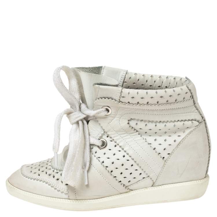 werkzaamheid Rusland span Isabel Marant White Perforated Leather Baya Wedge Sneakers Size 36 Isabel  Marant | TLC