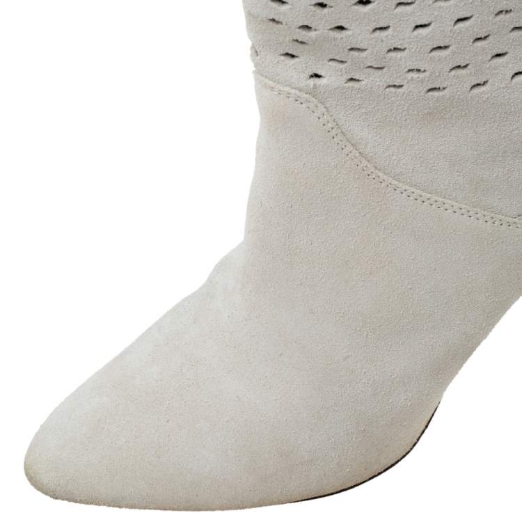 Pre Owned Isabel Marant Grey Suede Robby Over Knee Boots Size 37
