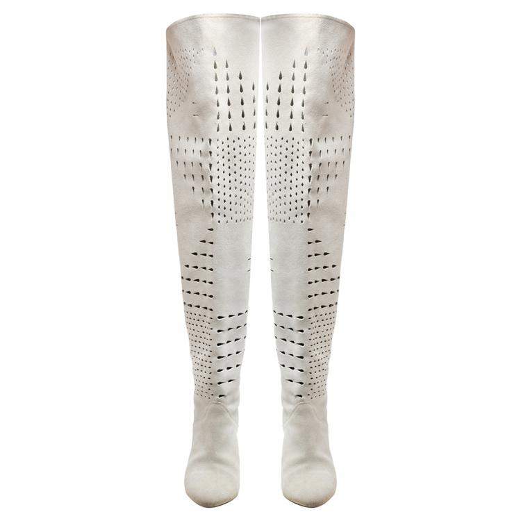 Pre Owned Isabel Marant Grey Suede Robby Over Knee Boots Size 37