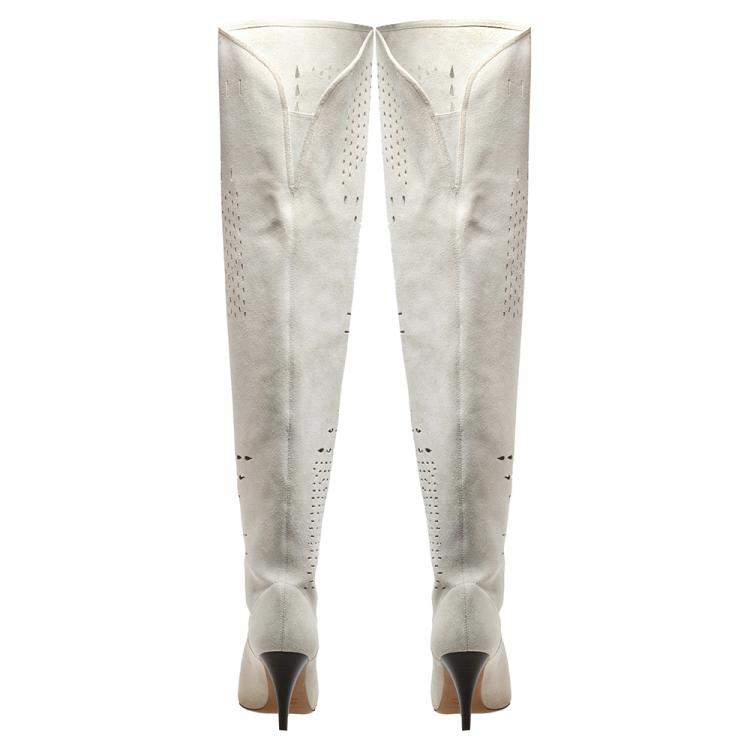 Pre Owned Isabel Marant Grey Suede Robby Over Knee Boots Size 37