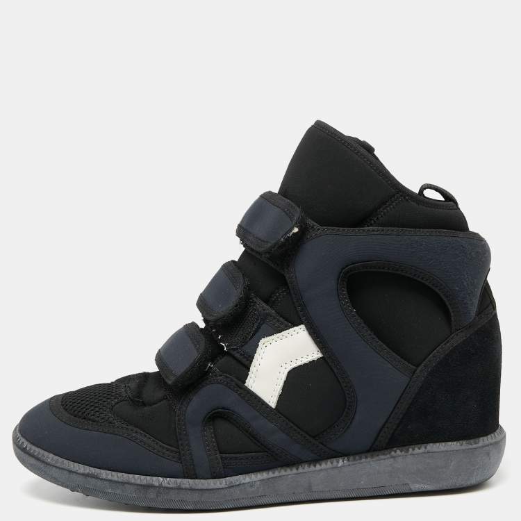 beschermen lobby kat Isabel Marant Black/Navy Blue Suede And Nylon High Top Wedge Sneakers Size 38  Isabel Marant | TLC